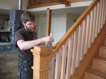 May 9: Don restaining the stairs