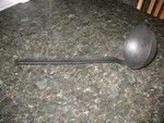 The cast iron ladle from the church rummage sale. The bowl is large enough that a single scoop would fill a large soupbowl.