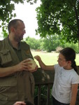 Kailyn learning about ostrich eggs