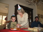 Grandma serves Connor some cake