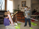 Kailyn using the box as her shield and scabbard as her sword