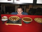 Connor contemplating pies -- and how much longer it is until dinnertime