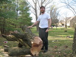 Don with the chunk of tree he's about to saw