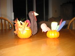 Connor and Kailyn's turkeys.  Kailyn made hers at the Girl Scout sleepover, and Connor was delighted to make one later at church! (His is the one on the left.)