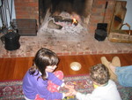 The kids popped Indian popcorn over the open fire -- mmm!