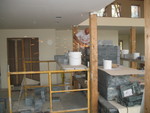 Don took this pic -- sparks from the saw Gary was using to trim the extra metal from the bits that connect the blocks of stone