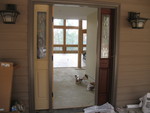Front door from the outside: one sidelight done, the other not started yet