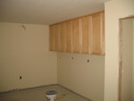 Mudroom upper cabinetry installed