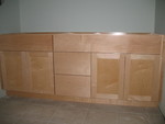 Upstairs bathroom cabinetry installed