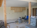 Longer-range view of kitchen upper cabinetry thus far