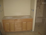 Vanity top and shower in master bathroom