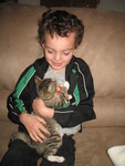 October 30: Connor with Mittens before school