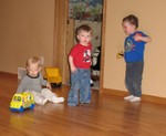 The boys playing outside Jackson's room