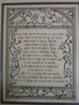My counted cross stitch Prayer of St. Francis